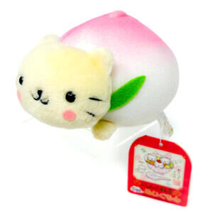 San-X Nyan Nyan Nyanko Peach Bun Bao Meow Kitty Cat Plush Sanrio Vintage NWT🇺🇸